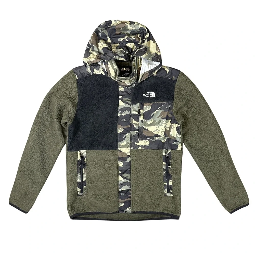 The North Face Teen Boys Denali Hooded Fleece Jacket Camo Green XL 14/16